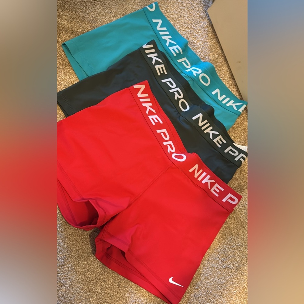 Nike women’s Pro Shorts - Red, Teal, Black